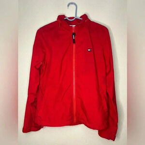 "Retro 90s Red Tommy Hilfiger Hooded Windbreaker Jacket" Vintage